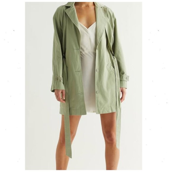FLANNEL Australia Blake Green Belted Coat - Picture 1 of 10